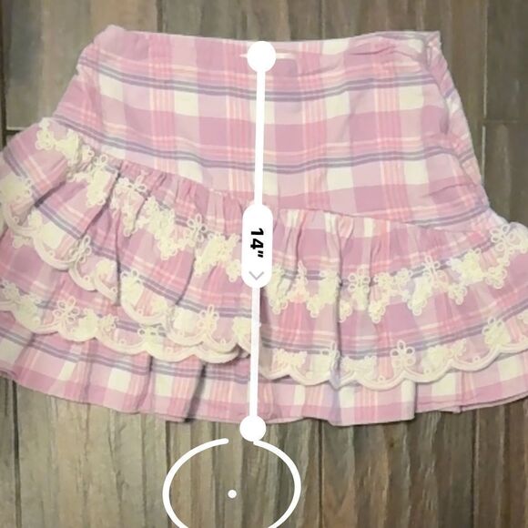 LoveShackFancy purple plaid embroidered tiered ruffle asymmetric skirt size 4 - Picture 9 of 11